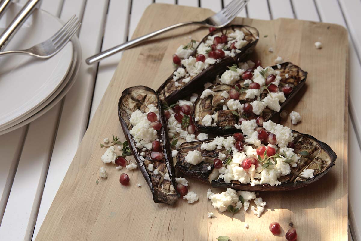 Grillierte Auberginen mit Feta